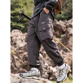 Men's Casual Nylon Cargo Pants with Multiple Pockets - Loose Fit, Solid Color for Spring/Fall Men's Casual Nylon Cargo Pants with Multiple Pockets - Loose Fit, Solid Color for Spring/Fall
