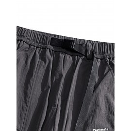 Men's Casual Nylon Cargo Pants with Multiple Pockets - Loose Fit, Solid Color for Spring/Fall Men's Casual Nylon Cargo Pants with Multiple Pockets - Loose Fit, Solid Color for Spring/Fall