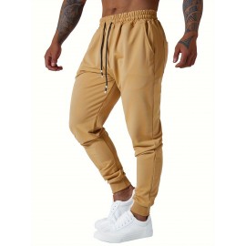 1pc Men'S Casual Sports Joggers - Polyester Knit Athletic Pants with Side Pockets, Elastic Waistband, Solid Color, Regular Fit for Gym & Workout - All Seasons 1pc Men'S Casual Sports Joggers - Polyester Knit Athletic Pants with Side Pockets, Elastic Waistband, Solid Color, Regular Fit for Gym & Workout - All Seasons