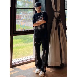 Men'S High-Waisted Wide Leg Pants, Cotton Blend, Regular Fit, with Zipper Details, for All-Season Wear, Basics Style Flare Jeans Men'S High-Waisted Wide Leg Pants, Cotton Blend, Regular Fit, with Zipper Details, for All-Season Wear, Basics Style Flare Jeans