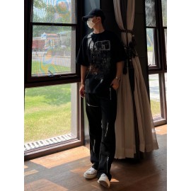 Men'S High-Waisted Wide Leg Pants, Cotton Blend, Regular Fit, with Zipper Details, for All-Season Wear, Basics Style Flare Jeans Men'S High-Waisted Wide Leg Pants, Cotton Blend, Regular Fit, with Zipper Details, for All-Season Wear, Basics Style Flare Jeans