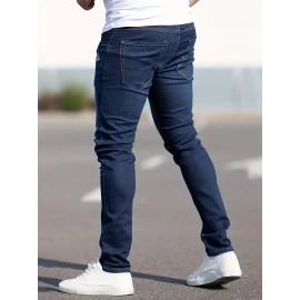 Slim Fit Ripped Jeans, Men's Casual Street Style Distressed Medium Stretch Denim Pants Slim Fit Ripped Jeans, Men's Casual Street Style Distressed Medium Stretch Denim Pants