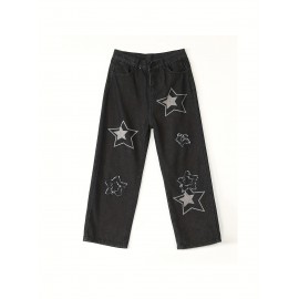 Vintage Men's Korean Denim Pants Y2K Cltohes Streetwear Printed Patchwork Male Baggy Jeans Straight Trousers Vintage Men's Korean Denim Pants Y2K Cltohes Streetwear Printed Patchwork Male Baggy Jeans Straight Trousers