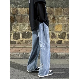 Vintage Men's Korean Denim Pants Y2K Cltohes Streetwear Printed Patchwork Male Baggy Jeans Straight Trousers Vintage Men's Korean Denim Pants Y2K Cltohes Streetwear Printed Patchwork Male Baggy Jeans Straight Trousers