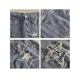 Vintage Men's Korean Denim Pants Y2K Cltohes Streetwear Printed Patchwork Male Baggy Jeans Straight Trousers Vintage Men's Korean Denim Pants Y2K Cltohes Streetwear Printed Patchwork Male Baggy Jeans Straight Trousers