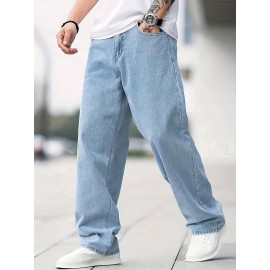Men's Loose Fit Wide Leg Jeans, Men's Stylish Comfy Denim Pants, Street Style Fashion Men's Loose Fit Wide Leg Jeans, Men's Stylish Comfy Denim Pants, Street Style Fashion