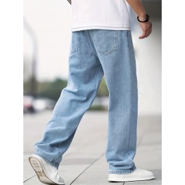 Men's Loose Fit Wide Leg Jeans, Men's Stylish Comfy Denim Pants, Street Style Fashion Men's Loose Fit Wide Leg Jeans, Men's Stylish Comfy Denim Pants, Street Style Fashion