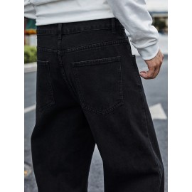 Vintage-Inspired Men's Casual Jeans with Multiple Pockets - Rayon Blend, Loose Fit, Street Style, Machine Washable Vintage-Inspired Men's Casual Jeans with Multiple Pockets - Rayon Blend, Loose Fit, Street Style, Machine Washable