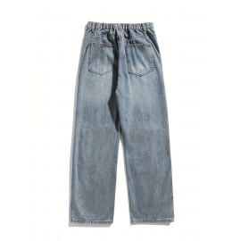 Men'S Casual Denim Jeans with Ripped Details, Mid Waist Regular Fit Non-Stretch Solid Color Jeans with Pockets, Zipper Fly All-Season Cotton Blend Denim for Outdoor Weekend Activities Men'S Casual Denim Jeans with Ripped Details, Mid Waist Regular Fit Non-Stretch Solid Color Jeans with Pockets, Zipper Fly All-Season Cotton Blend Denim for Outdoor Weekend Activities
