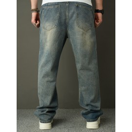 Men'S Faux Denim Washed Retro Casual Straight Leg Pants Fashionable And Versatile High Street Loose Wide Leg Pants Men'S Faux Denim Washed Retro Casual Straight Leg Pants Fashionable And Versatile High Street Loose Wide Leg Pants