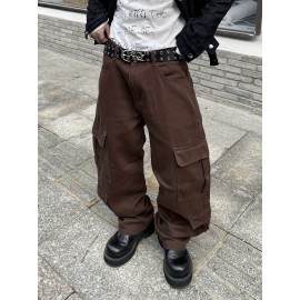 1pc Men'S Casual Loose Fit Cotton Jeans with Multiple Pockets, All-Season Solid Color Woven Denim, Regular Length Workwear Style Pants 1pc Men'S Casual Loose Fit Cotton Jeans with Multiple Pockets, All-Season Solid Color Woven Denim, Regular Length Workwear Style Pants