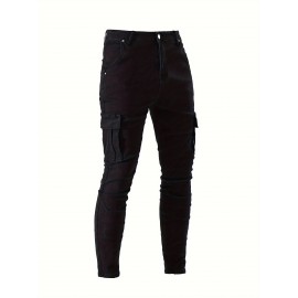 Men's Casual Flap Pocket Skinny Jeans, Chic Street Style Medium Stretch Denim Pants Men's Casual Flap Pocket Skinny Jeans, Chic Street Style Medium Stretch Denim Pants