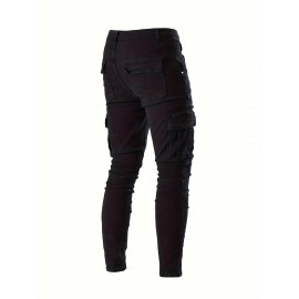Men's Casual Flap Pocket Skinny Jeans, Chic Street Style Medium Stretch Denim Pants Men's Casual Flap Pocket Skinny Jeans, Chic Street Style Medium Stretch Denim Pants
