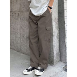 1pc Men'S Casual Denim Cargo Pants, Solid Color, Non-Stretch, Regular Length, Suitable for All Seasons, with Pockets, Woven Fabric, Slim Fit 1pc Men'S Casual Denim Cargo Pants, Solid Color, Non-Stretch, Regular Length, Suitable for All Seasons, with Pockets, Woven Fabric, Slim Fit