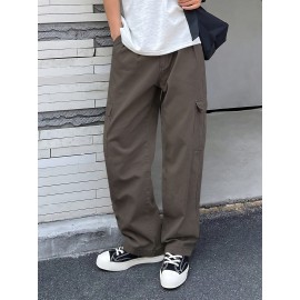 1pc Men'S Casual Denim Cargo Pants, Solid Color, Non-Stretch, Regular Length, Suitable for All Seasons, with Pockets, Woven Fabric, Slim Fit 1pc Men'S Casual Denim Cargo Pants, Solid Color, Non-Stretch, Regular Length, Suitable for All Seasons, with Pockets, Woven Fabric, Slim Fit