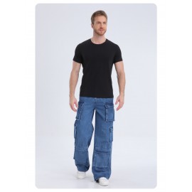 1pc Men'S Geometric-Patterned Multi-Pocket Faux Denim Faux Denim - All-Season Regular Fit Woven Fabric, Comfortable Street Style Basics for Adults 1pc Men'S Geometric-Patterned Multi-Pocket Faux Denim Faux Denim - All-Season Regular Fit Woven Fabric, Comfortable Street Style Basics for Adults