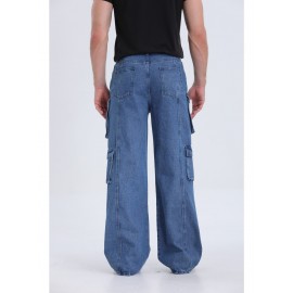 1pc Men'S Geometric-Patterned Multi-Pocket Faux Denim Faux Denim - All-Season Regular Fit Woven Fabric, Comfortable Street Style Basics for Adults 1pc Men'S Geometric-Patterned Multi-Pocket Faux Denim Faux Denim - All-Season Regular Fit Woven Fabric, Comfortable Street Style Basics for Adults