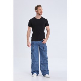 1pc Men'S Geometric-Patterned Multi-Pocket Faux Denim Faux Denim - All-Season Regular Fit Woven Fabric, Comfortable Street Style Basics for Adults 1pc Men'S Geometric-Patterned Multi-Pocket Faux Denim Faux Denim - All-Season Regular Fit Woven Fabric, Comfortable Street Style Basics for Adults