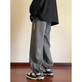 Men's Casual Joggers with Embroidered Design - Comfy Drawstring Sweatpants for Spring & Fall, Versatile Loose Fit Men's Casual Joggers with Embroidered Design - Comfy Drawstring Sweatpants for Spring & Fall, Versatile Loose Fit