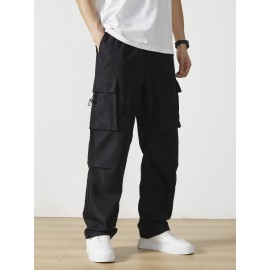 Men's Casual Flap Pocket Straight Leg Cargo Pants, Street Style Casual Pants For Outdoor Activities Men's Casual Flap Pocket Straight Leg Cargo Pants, Street Style Casual Pants For Outdoor Activities