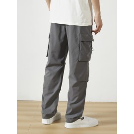 Men's Casual Flap Pocket Straight Leg Cargo Pants, Street Style Casual Pants For Outdoor Activities Men's Casual Flap Pocket Straight Leg Cargo Pants, Street Style Casual Pants For Outdoor Activities