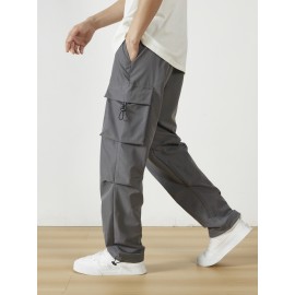 Men's Casual Flap Pocket Straight Leg Cargo Pants, Street Style Casual Pants For Outdoor Activities Men's Casual Flap Pocket Straight Leg Cargo Pants, Street Style Casual Pants For Outdoor Activities