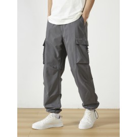 Men's Casual Flap Pocket Straight Leg Cargo Pants, Street Style Casual Pants For Outdoor Activities Men's Casual Flap Pocket Straight Leg Cargo Pants, Street Style Casual Pants For Outdoor Activities