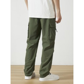 Men's Casual Flap Pocket Straight Leg Cargo Pants, Street Style Casual Pants For Outdoor Activities Men's Casual Flap Pocket Straight Leg Cargo Pants, Street Style Casual Pants For Outdoor Activities