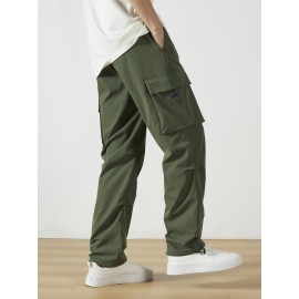 Men's Casual Flap Pocket Straight Leg Cargo Pants, Street Style Casual Pants For Outdoor Activities Men's Casual Flap Pocket Straight Leg Cargo Pants, Street Style Casual Pants For Outdoor Activities