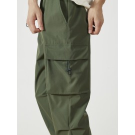 Men's Casual Flap Pocket Straight Leg Cargo Pants, Street Style Casual Pants For Outdoor Activities Men's Casual Flap Pocket Straight Leg Cargo Pants, Street Style Casual Pants For Outdoor Activities