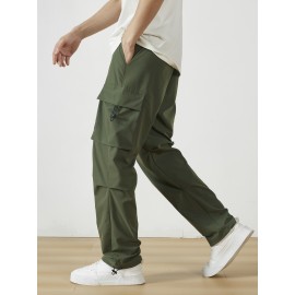 Men's Casual Flap Pocket Straight Leg Cargo Pants, Street Style Casual Pants For Outdoor Activities Men's Casual Flap Pocket Straight Leg Cargo Pants, Street Style Casual Pants For Outdoor Activities