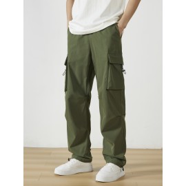 Men's Casual Flap Pocket Straight Leg Cargo Pants, Street Style Casual Pants For Outdoor Activities Men's Casual Flap Pocket Straight Leg Cargo Pants, Street Style Casual Pants For Outdoor Activities