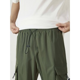 Men's Casual Flap Pocket Straight Leg Cargo Pants, Street Style Casual Pants For Outdoor Activities Men's Casual Flap Pocket Straight Leg Cargo Pants, Street Style Casual Pants For Outdoor Activities