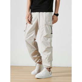 Men's Casual Flap Pocket Straight Leg Cargo Pants, Street Style Casual Pants For Outdoor Activities Men's Casual Flap Pocket Straight Leg Cargo Pants, Street Style Casual Pants For Outdoor Activities