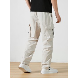 Men's Casual Flap Pocket Straight Leg Cargo Pants, Street Style Casual Pants For Outdoor Activities Men's Casual Flap Pocket Straight Leg Cargo Pants, Street Style Casual Pants For Outdoor Activities