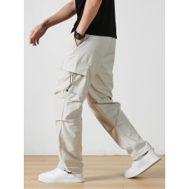 Men's Casual Flap Pocket Straight Leg Cargo Pants, Street Style Casual Pants For Outdoor Activities Men's Casual Flap Pocket Straight Leg Cargo Pants, Street Style Casual Pants For Outdoor Activities