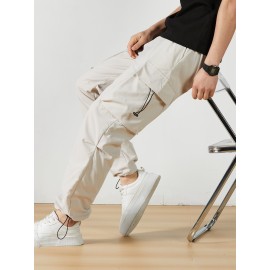Men's Casual Flap Pocket Straight Leg Cargo Pants, Street Style Casual Pants For Outdoor Activities Men's Casual Flap Pocket Straight Leg Cargo Pants, Street Style Casual Pants For Outdoor Activities