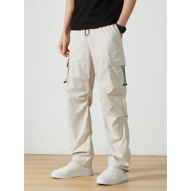 Men's Casual Flap Pocket Straight Leg Cargo Pants, Street Style Casual Pants For Outdoor Activities Men's Casual Flap Pocket Straight Leg Cargo Pants, Street Style Casual Pants For Outdoor Activities