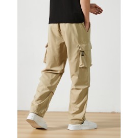 Men's Casual Flap Pocket Straight Leg Cargo Pants, Street Style Casual Pants For Outdoor Activities Men's Casual Flap Pocket Straight Leg Cargo Pants, Street Style Casual Pants For Outdoor Activities