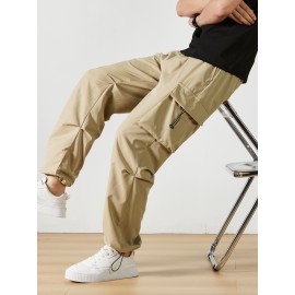 Men's Casual Flap Pocket Straight Leg Cargo Pants, Street Style Casual Pants For Outdoor Activities Men's Casual Flap Pocket Straight Leg Cargo Pants, Street Style Casual Pants For Outdoor Activities