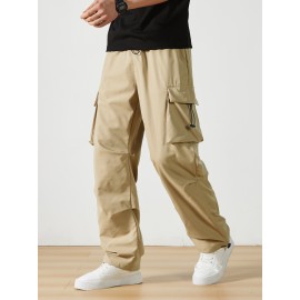 Men's Casual Flap Pocket Straight Leg Cargo Pants, Street Style Casual Pants For Outdoor Activities Men's Casual Flap Pocket Straight Leg Cargo Pants, Street Style Casual Pants For Outdoor Activities