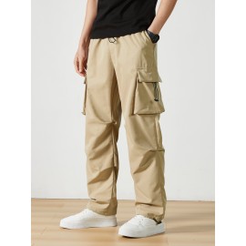 Men's Casual Flap Pocket Straight Leg Cargo Pants, Street Style Casual Pants For Outdoor Activities Men's Casual Flap Pocket Straight Leg Cargo Pants, Street Style Casual Pants For Outdoor Activities