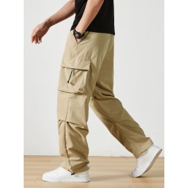 Men's Casual Flap Pocket Straight Leg Cargo Pants, Street Style Casual Pants For Outdoor Activities Men's Casual Flap Pocket Straight Leg Cargo Pants, Street Style Casual Pants For Outdoor Activities