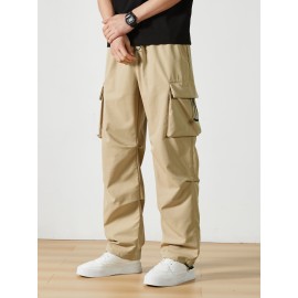 Men's Casual Flap Pocket Straight Leg Cargo Pants, Street Style Casual Pants For Outdoor Activities Men's Casual Flap Pocket Straight Leg Cargo Pants, Street Style Casual Pants For Outdoor Activities