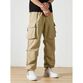 Men's Casual Flap Pocket Straight Leg Cargo Pants, Street Style Casual Pants For Outdoor Activities Men's Casual Flap Pocket Straight Leg Cargo Pants, Street Style Casual Pants For Outdoor Activities