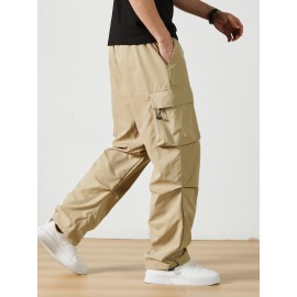 Men's Casual Flap Pocket Straight Leg Cargo Pants, Street Style Casual Pants For Outdoor Activities Men's Casual Flap Pocket Straight Leg Cargo Pants, Street Style Casual Pants For Outdoor Activities
