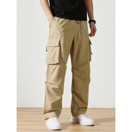 Men's Casual Flap Pocket Straight Leg Cargo Pants, Street Style Casual Pants For Outdoor Activities Men's Casual Flap Pocket Straight Leg Cargo Pants, Street Style Casual Pants For Outdoor Activities