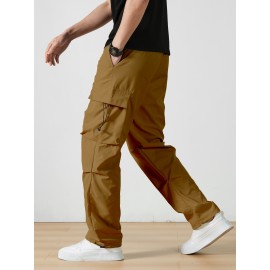 Men's Casual Flap Pocket Straight Leg Cargo Pants, Street Style Casual Pants For Outdoor Activities Men's Casual Flap Pocket Straight Leg Cargo Pants, Street Style Casual Pants For Outdoor Activities