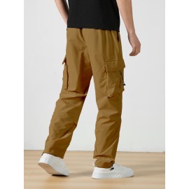 Men's Casual Flap Pocket Straight Leg Cargo Pants, Street Style Casual Pants For Outdoor Activities Men's Casual Flap Pocket Straight Leg Cargo Pants, Street Style Casual Pants For Outdoor Activities