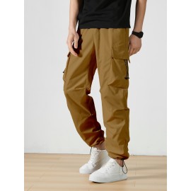 Men's Casual Flap Pocket Straight Leg Cargo Pants, Street Style Casual Pants For Outdoor Activities Men's Casual Flap Pocket Straight Leg Cargo Pants, Street Style Casual Pants For Outdoor Activities